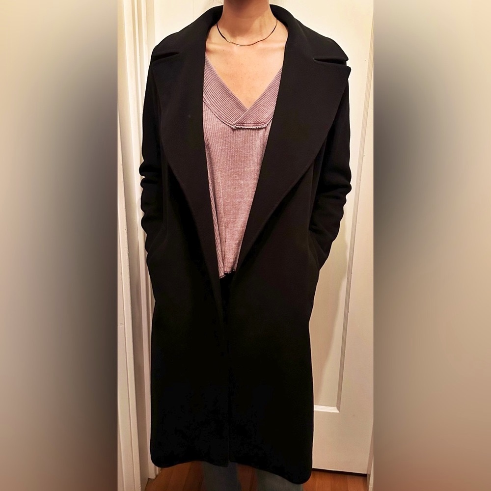 Lauren Ralph Lauren Black Cashmere Maxi Trench Coat With Belt.